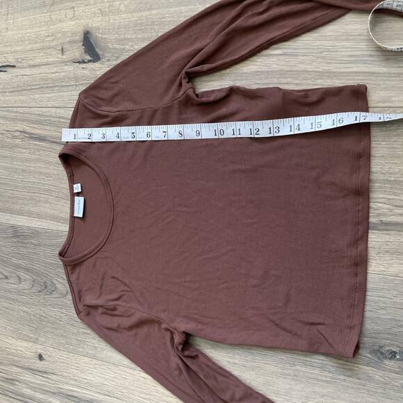 Aritzia Sunday Best Bliss Cropped Long sleeve Ribbed Top Size Medium Brown Modal - Picture 5 of 7